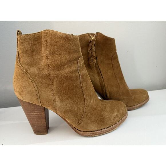 Joie Shoes - Joie Women's Brown Suede Round Toe Block Heel Zip Ankle Boots Sz 7.5